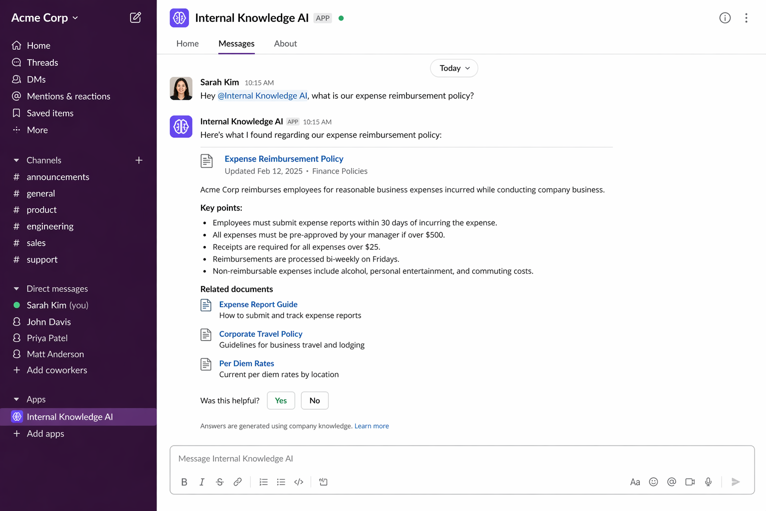 Internal Knowledge AI